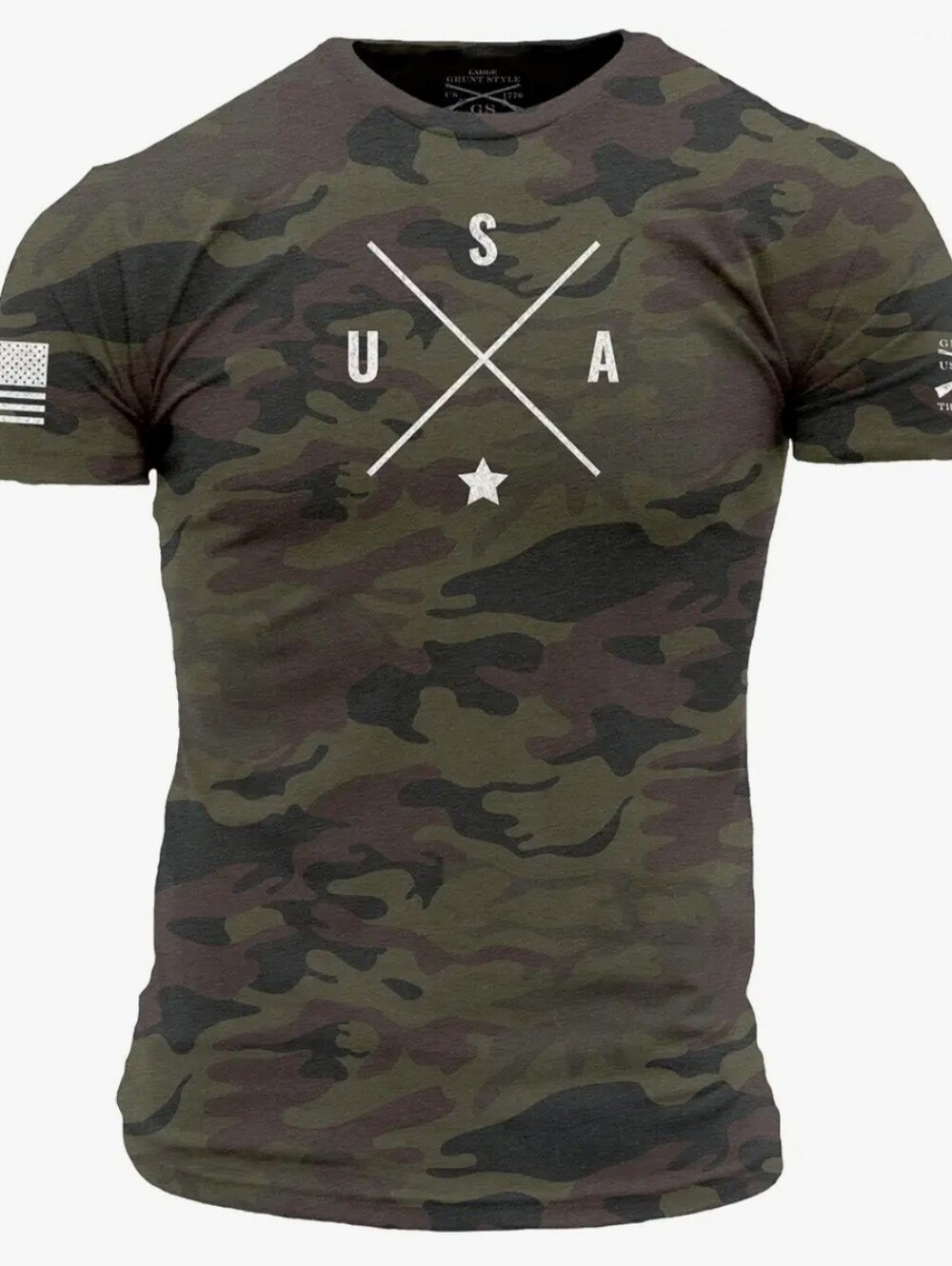 Grunt Style Men's Camo USA Graphic Tee - Olive Green